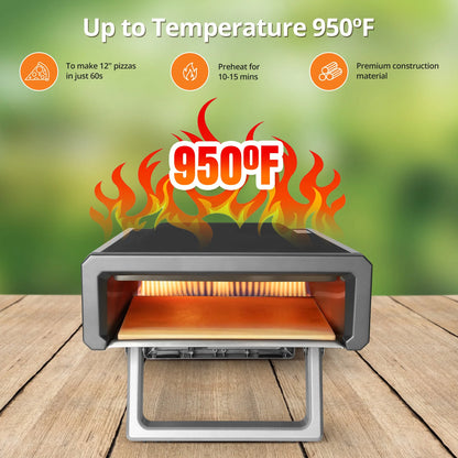 Pizza Oven, 12" Pizza Oven Outdoor with Gas Powered Propane and Portable Maker Accessories for Backyard Camping Outside