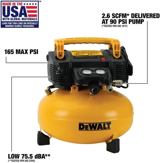6 Gallon Portable Air Compressor, 165 PSI Max Pressure, Quiet Operation for Long Tool Use