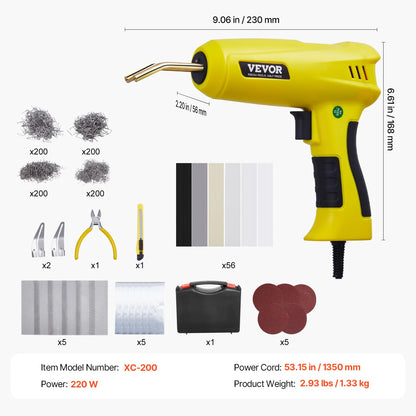 Plastic Welding Kit 220W Plastic Welder Gun w/ 800/1200 PCS Hot Staples Professional Hot Staple Welding Gun for Repair