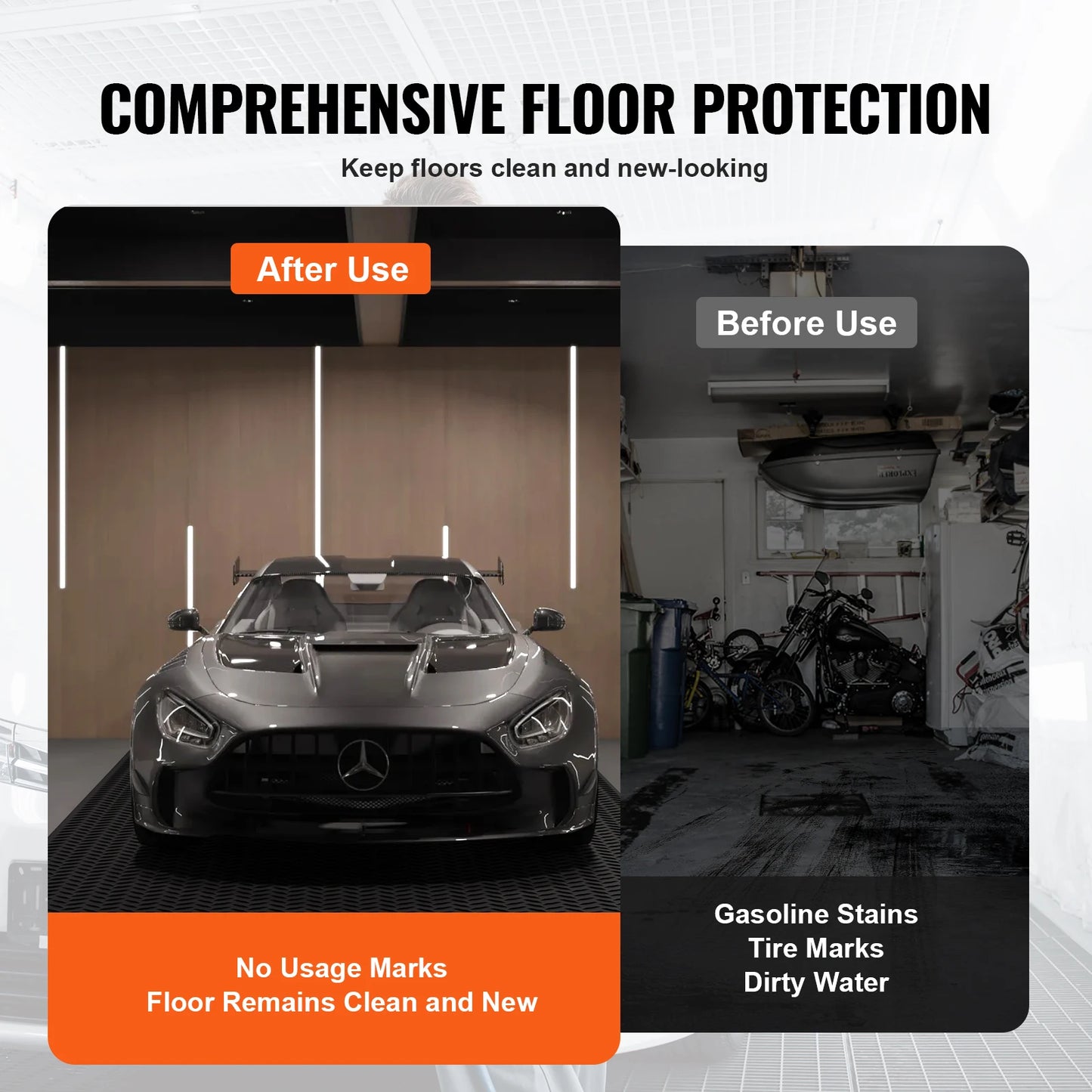 Diamond-Plate Rubber Flooring Roll 4 x 6/8/10/15 ft SBR Rubber Garage Floor Mat Easy to Clean for Under Cars Garage Gym