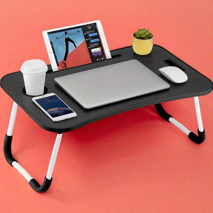 Portable Laptop Bed Desk - Foldable Table Computer Desk - With Cup Holder and Drawer - Suitable for Use on Beds Sofas or Floors