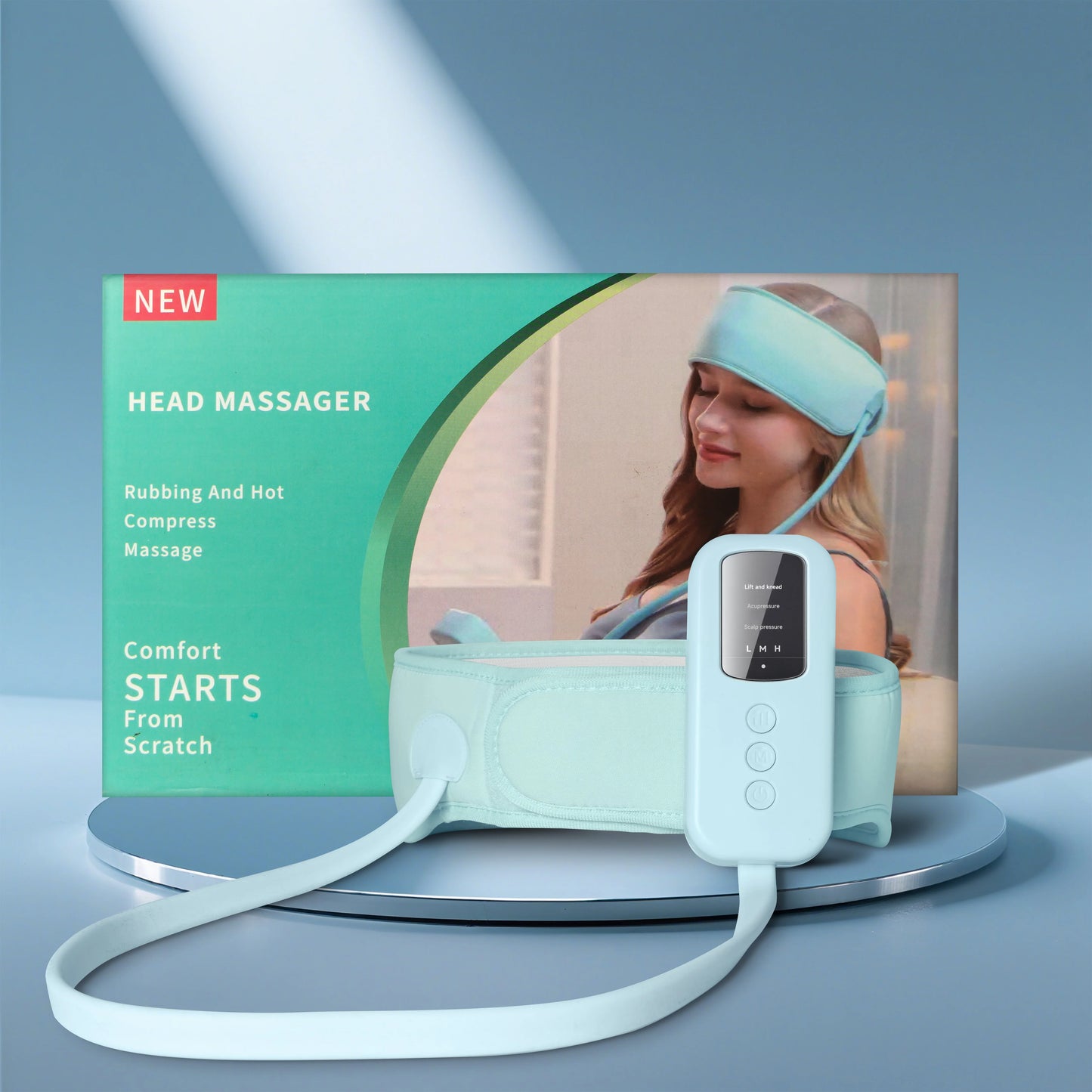 USB Powered Migraine Relief Cap - Head & Eye Massager with Compression & Heating Functions, Stress Relief & Sleep Aid, Adjusta