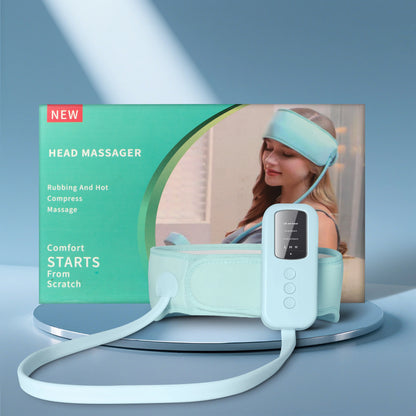 USB Powered Migraine Relief Cap - Head & Eye Massager with Compression & Heating Functions, Stress Relief & Sleep Aid, Adjusta