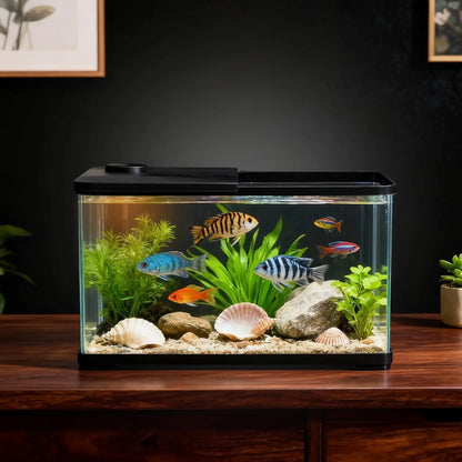 13-Gallon Aquarium Kit – Complete Fish Tank with LED Light & Lid for Goldfish, Betta & Shrimp