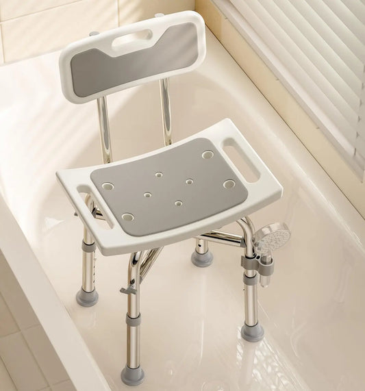 Adjustable Shower Chair with Back for Elderly & Disabled, 350 lbs Capacity, FSA/HSA Eligible