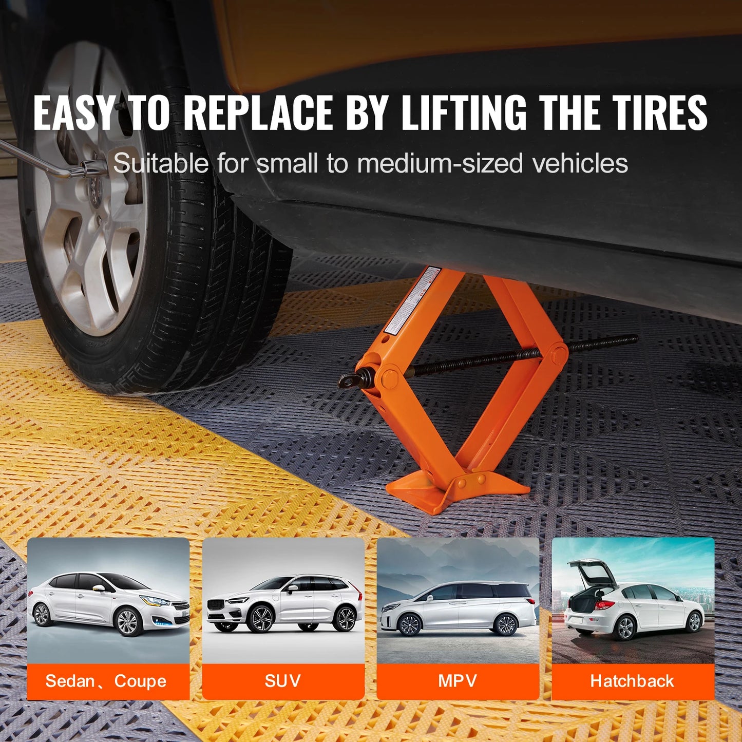 Scissor Jack 2.5 Ton/5512 lbs Scissor Car Jack 3.7"-17.1" Lifting Range Scissor Lift Jack Portable Tire Jack for Car