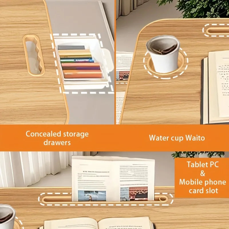 Portable Laptop Bed Desk - Foldable Table Computer Desk - With Cup Holder and Drawer - Suitable for Use on Beds Sofas or Floors