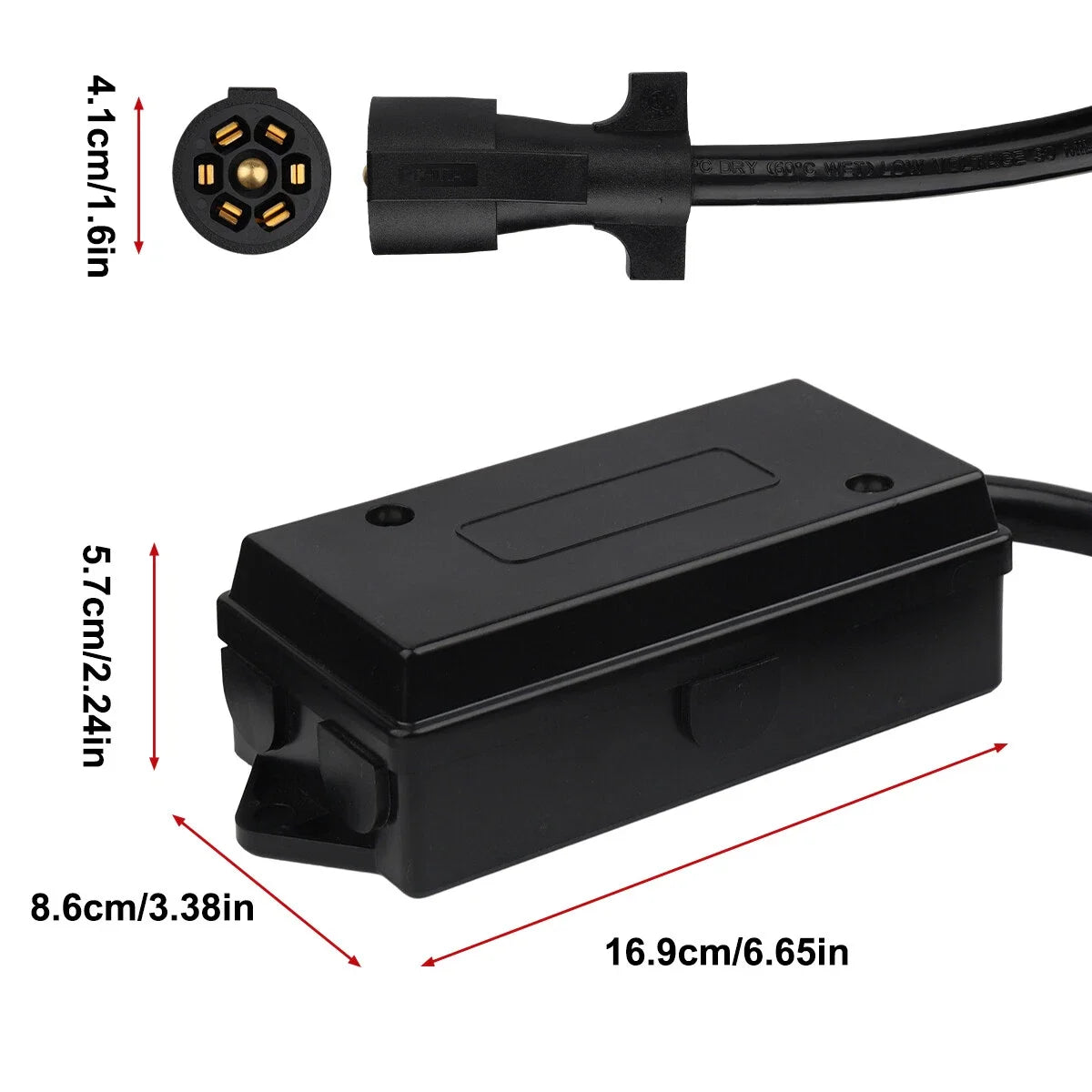8FT 7Way Trailer Plug Inline Trailer Cord Socket Plug Connector Adaptor Waterproof Trailer Wiring Harness 7Pin Trailer Connector