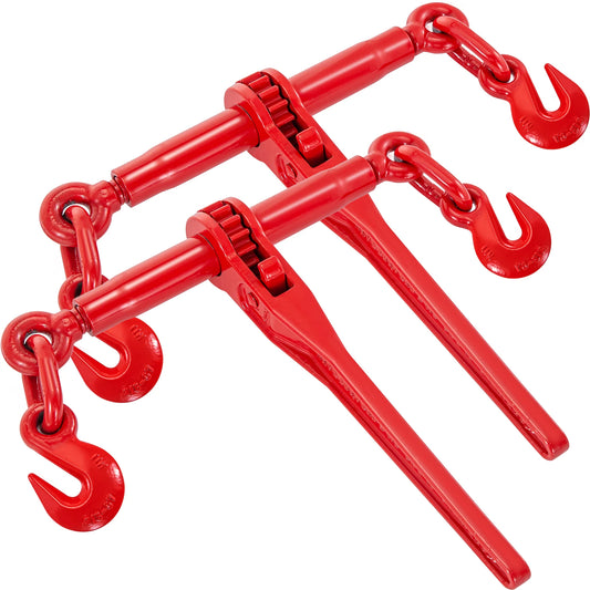 2Pack Chain Binder Kit Ratchet Load Binder 3/8 - 1/2 Inch 13000 LBS Loading Capacity Adjustable Length for Tie Down Haul