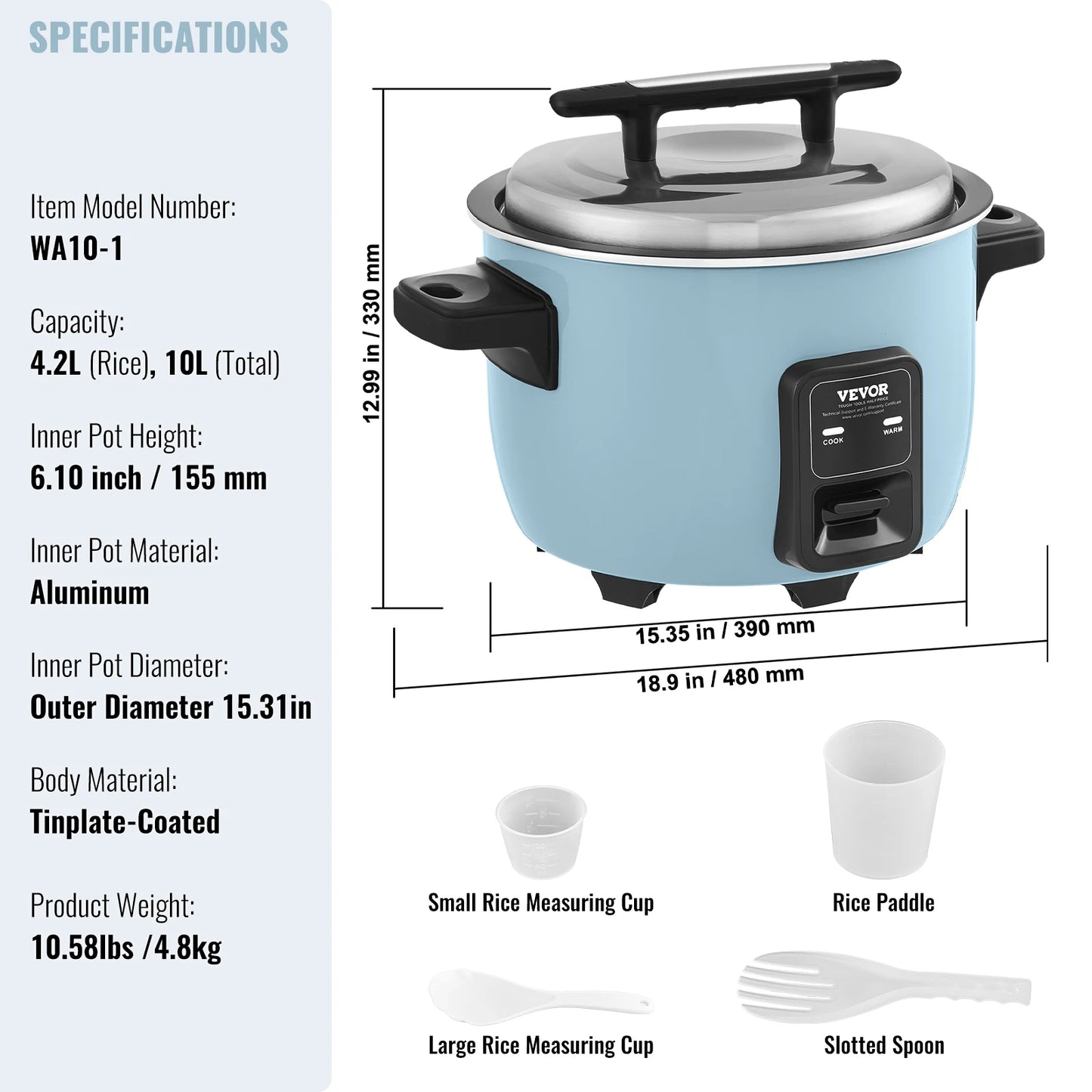 Rice Fast Cooker 40-Cup Rice Cooker 8.45 Qt / 8 Liter capacity and Warmer with Nonstick Inner Pot