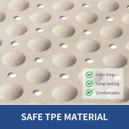 Extra Large Shower Mat 47x 32, TPE Non Slip Shower Mat for Shower Stall, Inside Walk in Shower Mats with Drain Holes Suction Cup