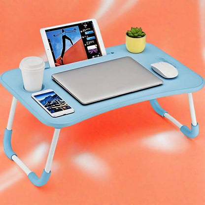 Portable Laptop Bed Desk - Foldable Table Computer Desk - With Cup Holder and Drawer - Suitable for Use on Beds Sofas or Floors