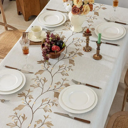 Rustic Waterproof Linen Tablecloth, Heavyweight Tablecloth for Rectangle Tables, Burlap Table Cover