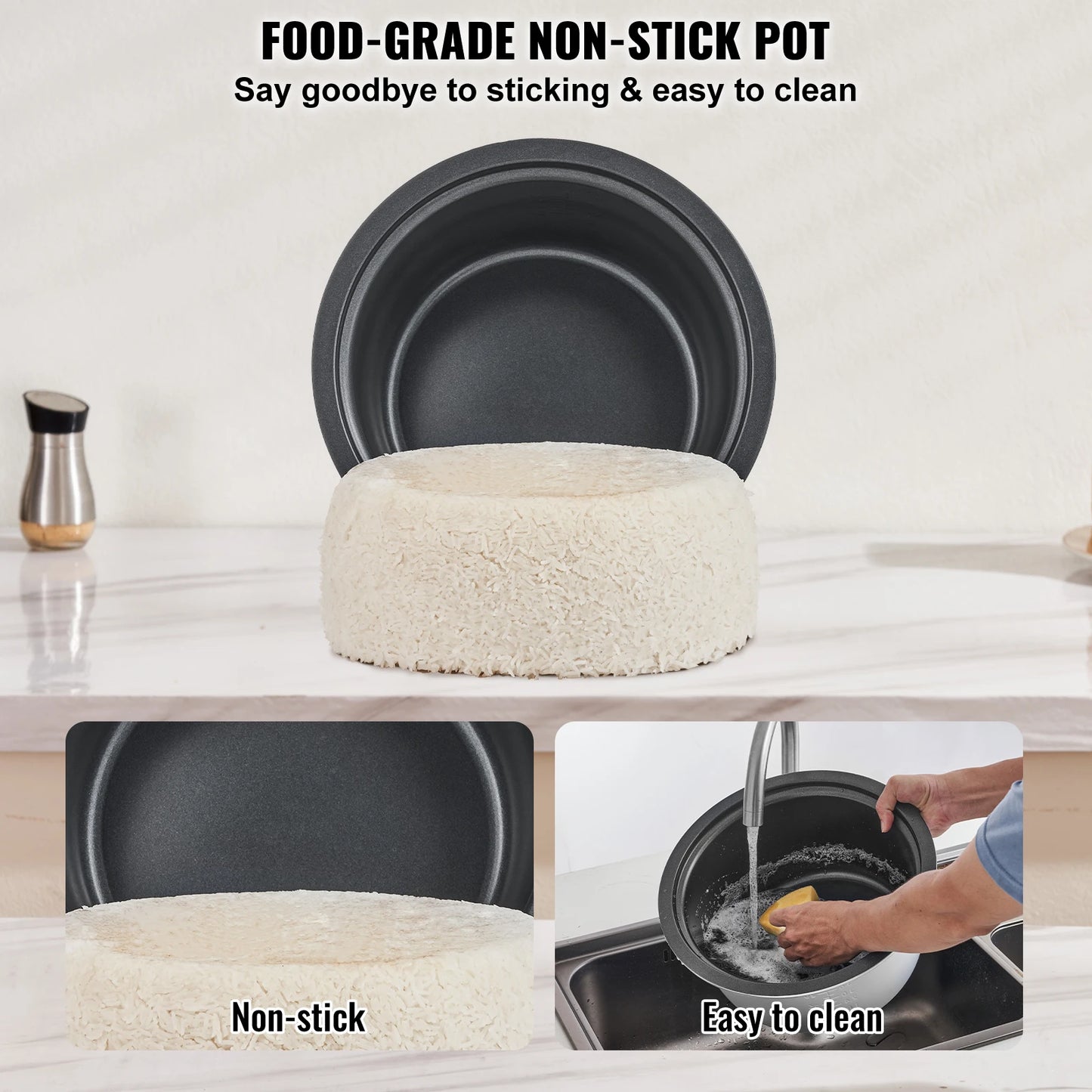 Rice Fast Cooker 40-Cup Rice Cooker 8.45 Qt / 8 Liter capacity and Warmer with Nonstick Inner Pot