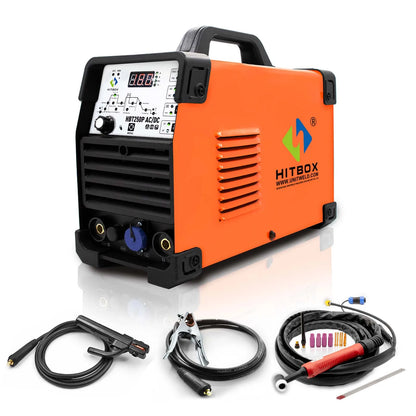 AC/DC Aluminium Tig Welding Machine HBT250P HF TIG/MMA ARC Stick Welder with Pulse Argon Welding IGBT Inverter 2T/4T