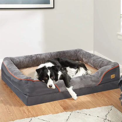 Jumbo Orthopedic Memory Foam Pet Sofa Couch, Waterproof Elevated Cushion Warm Bolster Couch, Removable Cover