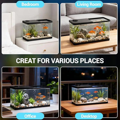 13-Gallon Aquarium Kit – Complete Fish Tank with LED Light & Lid for Goldfish, Betta & Shrimp