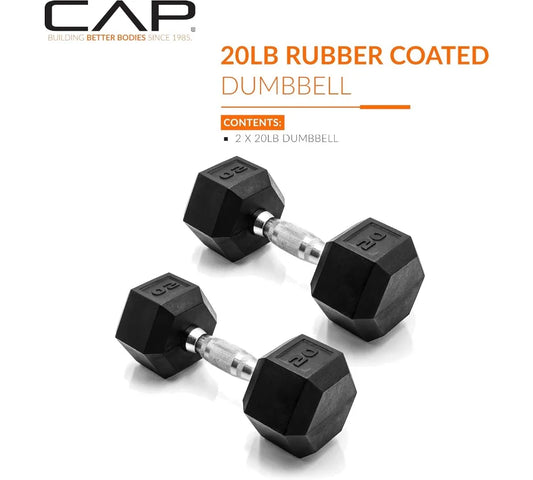 Coated Hex Dumbbell Set | Multiple Weights 3-50lb | Home Gym Strength Training Equipment