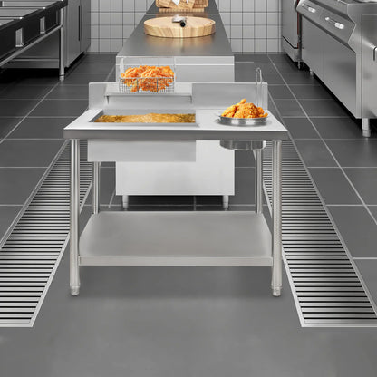 Commercial Stainless Steel Fried Chicken Breading Station, Prep Table W/ Flour Tub & Tray for Restaurants,Food Trucks & Catering