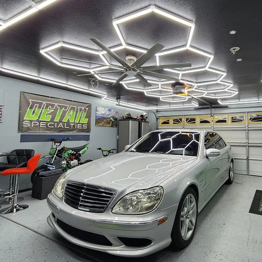 Hexagon LED Garage Light 6500K Honeycomb Ceiling LED Tube Lighting for Car Detailing Shop Light for Barbershop Gym Car Wash Room