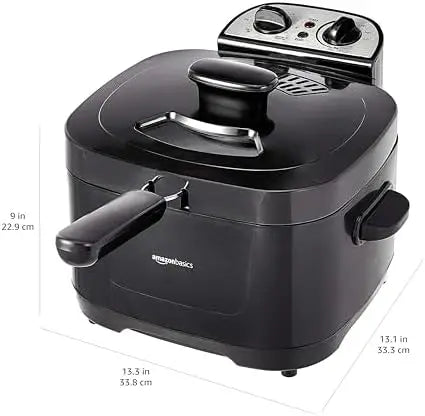 2.0L Electric Deep Fryer – 1500W, 8-Cup, Timer, Adjustable Temp, Black