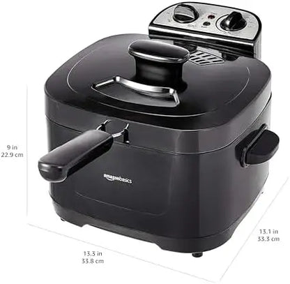 2.0L Electric Deep Fryer – 1500W, 8-Cup, Timer, Adjustable Temp, Black