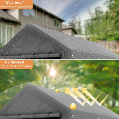 Carport 10x20 Ft Heavy Duty Steel Canopy, Storage Shed, Portable Garage, Party Tent, Portable Garage