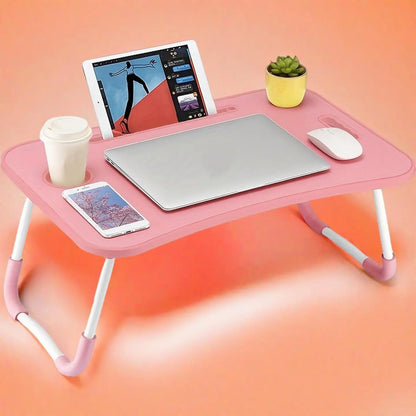 Portable Laptop Bed Desk - Foldable Table Computer Desk - With Cup Holder and Drawer - Suitable for Use on Beds Sofas or Floors