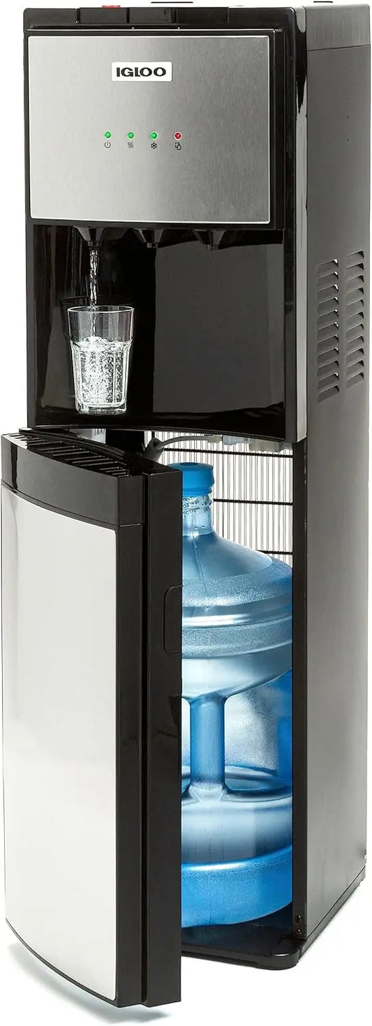 Bottom Loading Water Cooler with Hot, Cold & Room Temperature Dispenser - Stainless Steel, 3 & 5 Gallon Jugs, Child Safety Lock