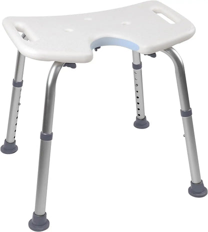 Adjustable U-Shaped Shower Chair with Open Seat, Non-Slip Bath Stool for Adults & Elderly
