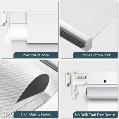 Cordless Electric Window Blinds with Remote Control, No Drill Installation, White 24x72 Inches