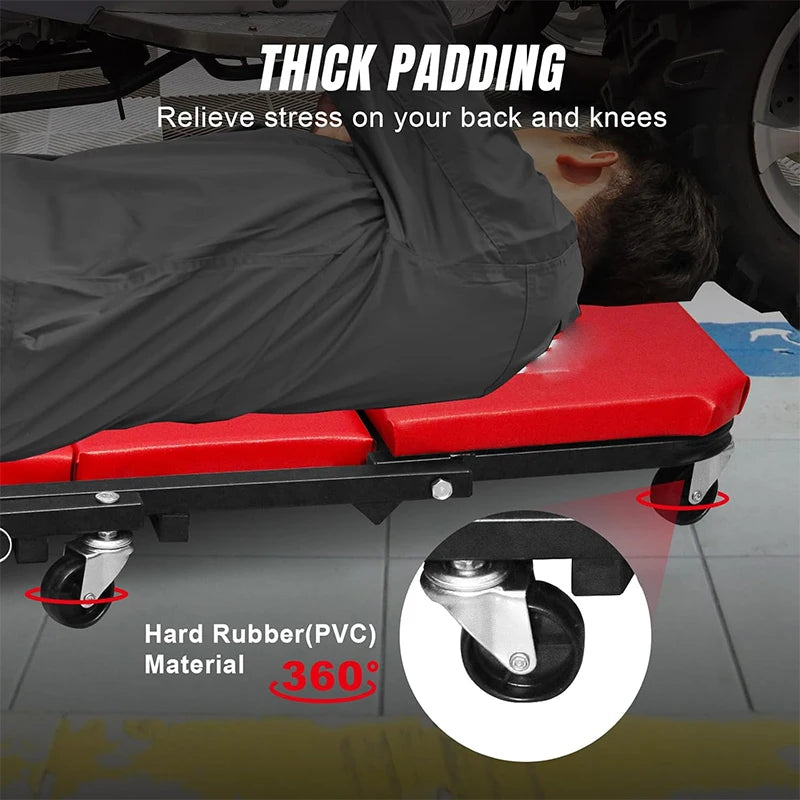 Rolling Creeper Durable Knee Pads with Full 360 Degree Turn Casters and Tool Tray, Swivel Castors Comfortable cushioning kneelin