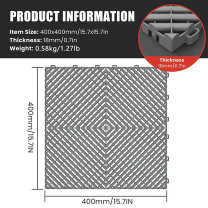 25PCS 1.8cm Thickness Garage Floor Mats Car Wash Room Floor Mat Multi Function Car Beauty Plastic Splicing Grille Tiles