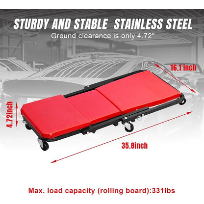 Rolling Creeper Durable Knee Pads with Full 360 Degree Turn Casters and Tool Tray, Swivel Castors Comfortable cushioning kneelin