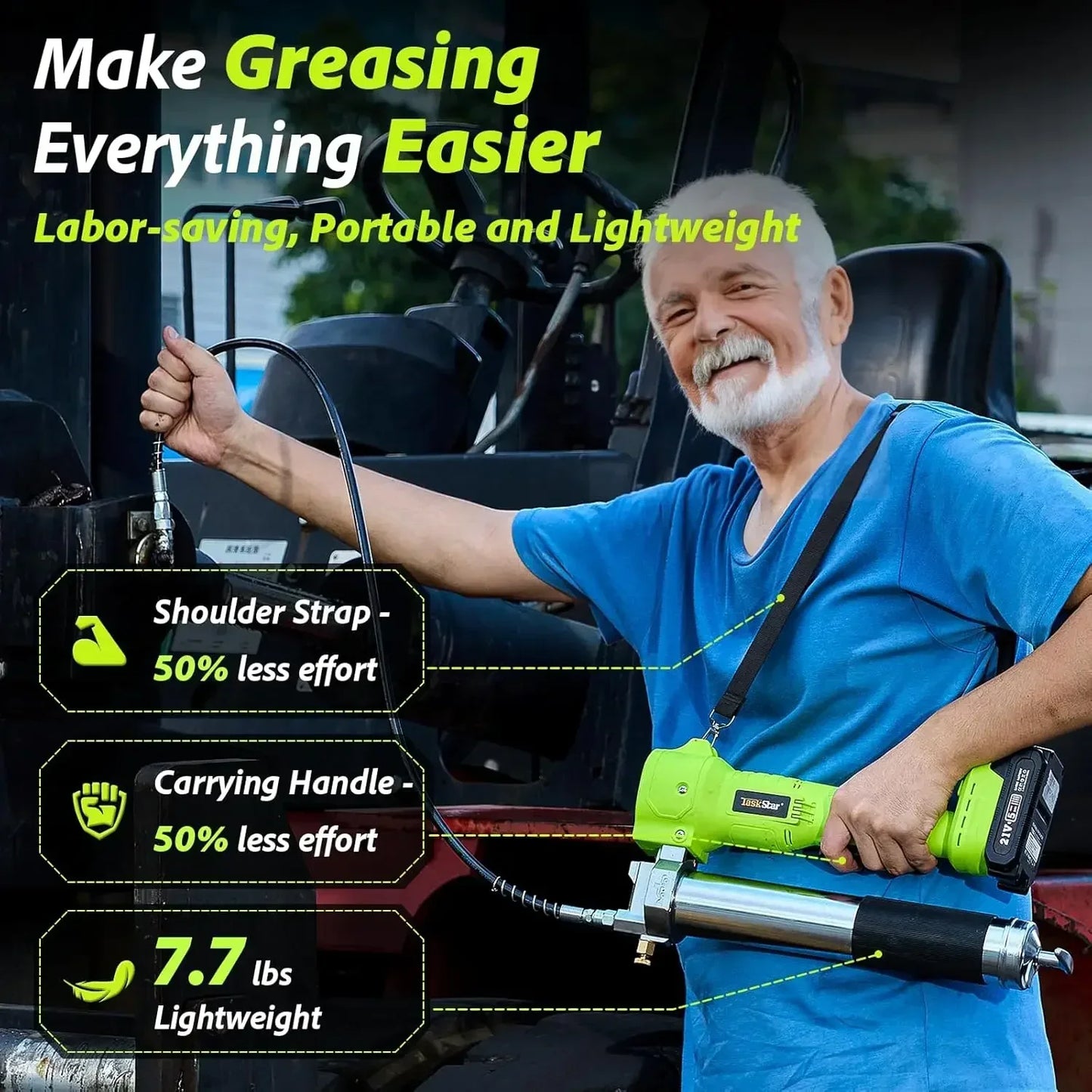 10000PSI Electric Grease Gun Kit 1m Flexible Hose Cordless Electric Oil Injector Fat Machine For Makita 18V Battery Pin