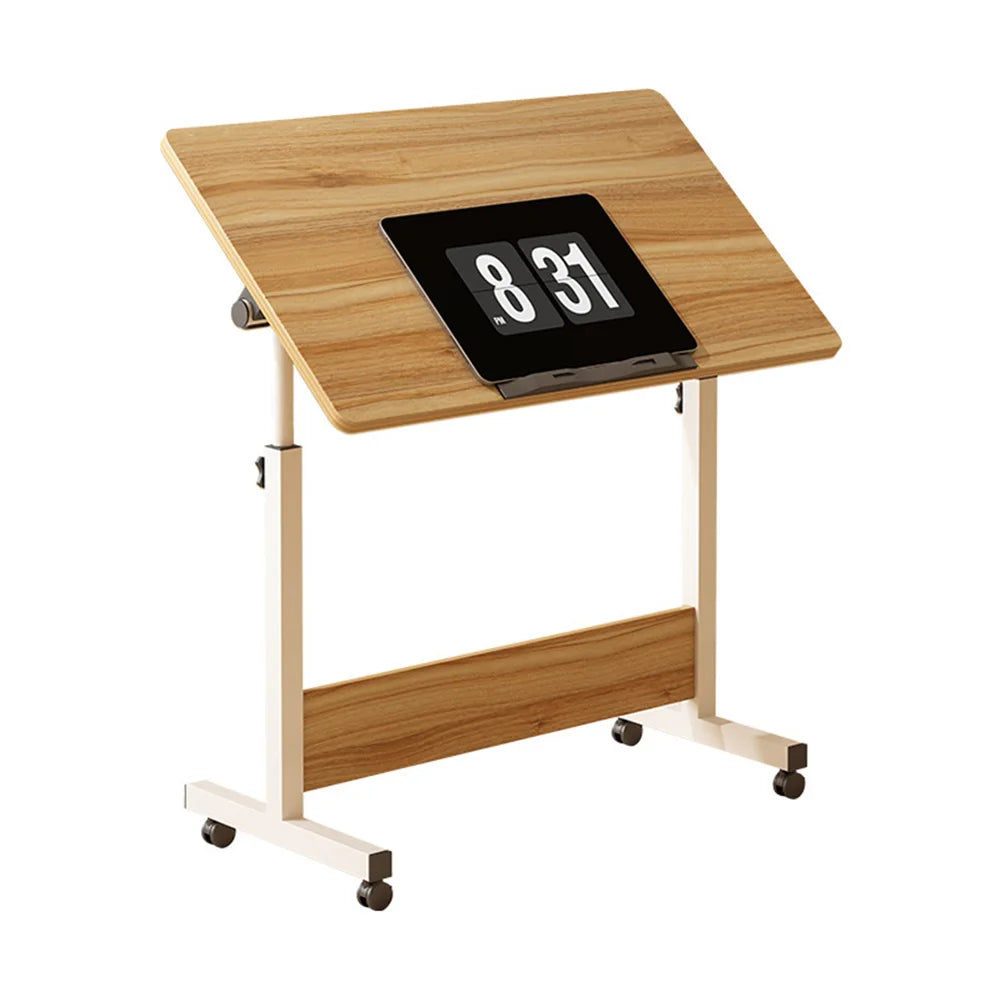 Small Standing Rable Adjustable Height Mobile Stand Up Desk With Wheels, Home Office Computer Workstations, 80x40cm Tabletop