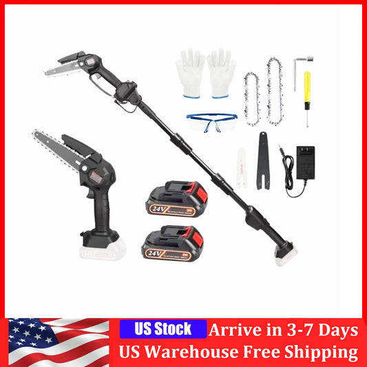 High-branch Handheld Saw Mini Electric Rechargeable Lithium Battery Single-hand Saw Pruning Felling 2-in-1 Cordless Pole Saw