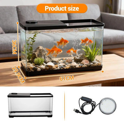 13-Gallon Aquarium Kit – Complete Fish Tank with LED Light & Lid for Goldfish, Betta & Shrimp