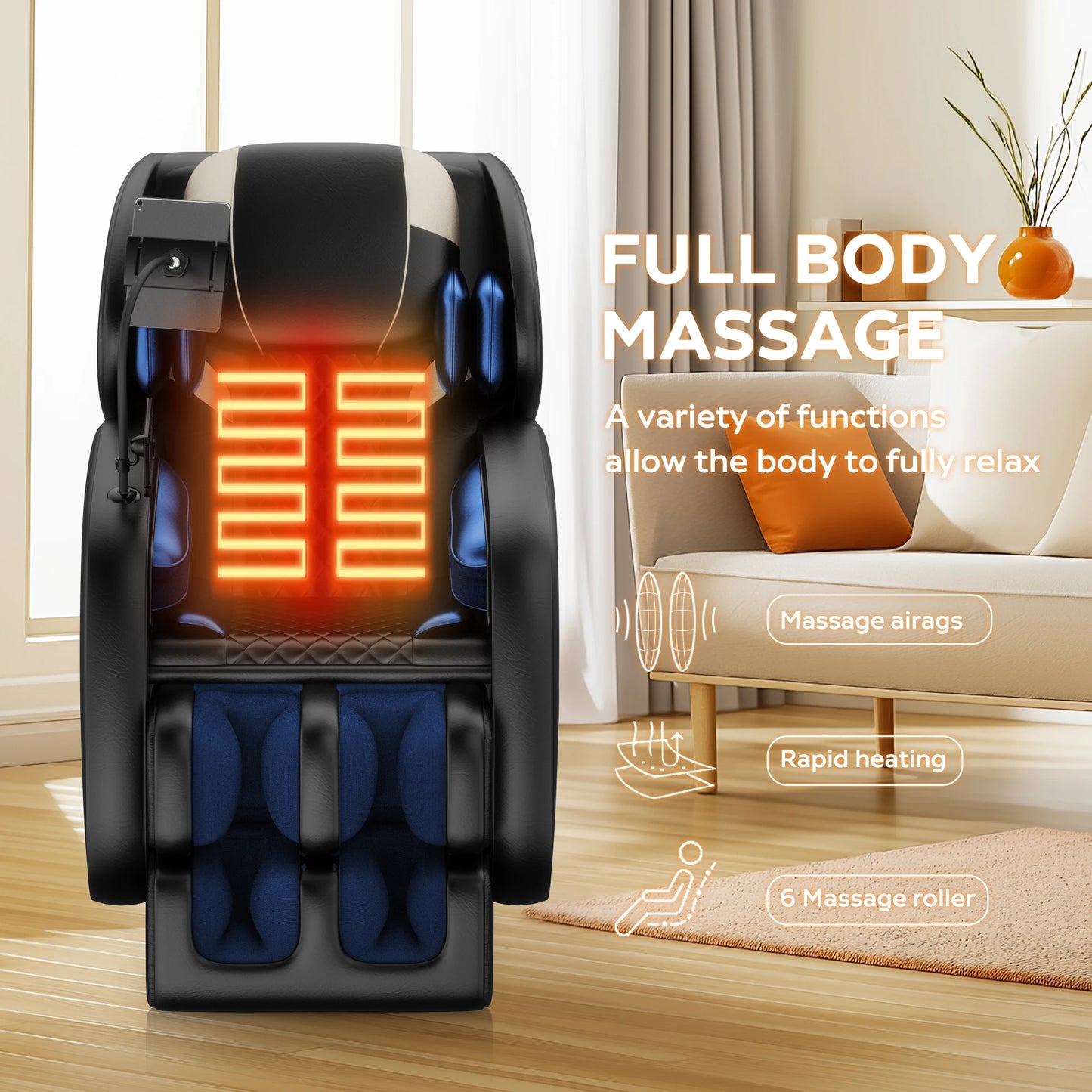 2024 Massage Chair Recliner with Zero Gravity with Full Body Air Pressure, 5 Preset Automatic Modes, Bluetooth audio connection