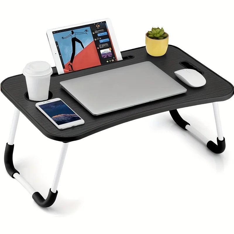 Portable Laptop Bed Desk - Foldable Table Computer Desk - With Cup Holder and Drawer - Suitable for Use on Beds Sofas or Floors