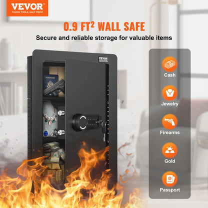 Tall Wall Safe 3/4-Tier Hidden Wall Safe w/ Keypad Q235 Cold-Rolled Steel In Wall Safe for Money Jewelry Passport Home