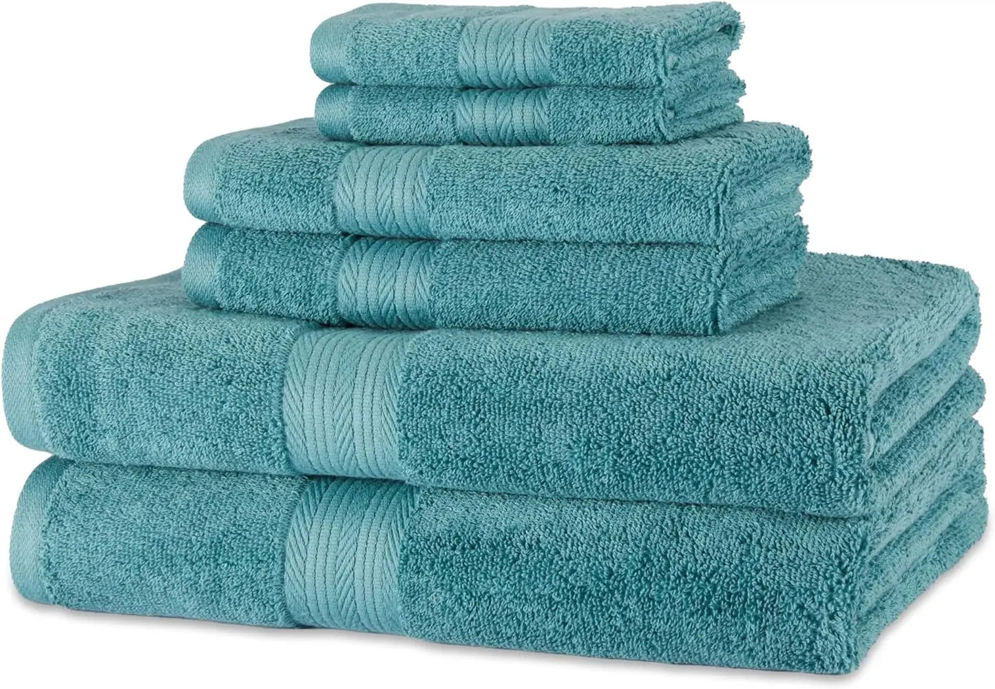 SUNTUG Basics 6 Piece Oversized 100% Cotton Bathroom Towel Set Fade Resistant Soft Absorbent 2 Bath 2 Hand 2 Washcloths Black