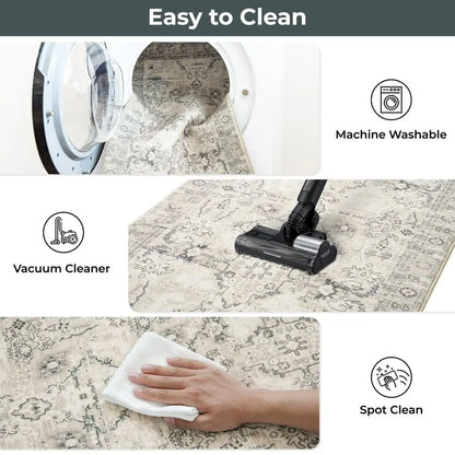 Set of 3 Non Slip Washable Faux Wool Kitchen Mats, Thick Soft Comfort