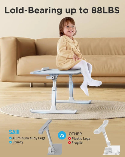 Adjustable Leather Lap Desk for Laptop, Portable Bed Tray Table with Foldable Design for Reading Writing Eating on Couch Floor