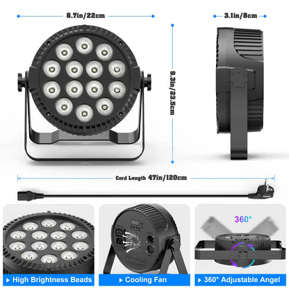 U'King 4PCS 80W Par Light 4in1 RGBW 14 LED Stage Effect Light DMX512 Remote Control Flat Light for KTV DJ Disco Bar Stage Light