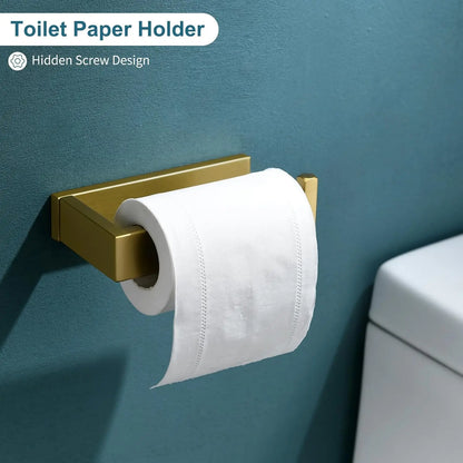 Towel Bar & Holder Set, Modern Gold Bathroom Stainless Steel, Wall Mounted