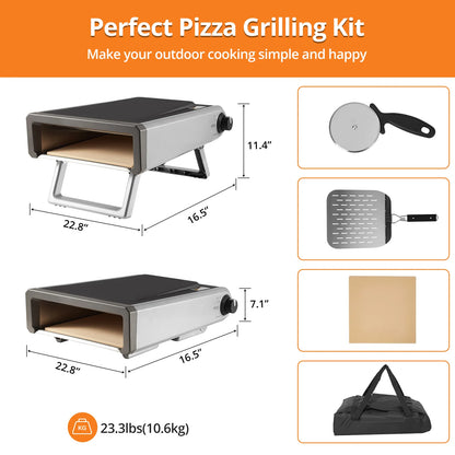 Pizza Oven, 12" Pizza Oven Outdoor with Gas Powered Propane and Portable Maker Accessories for Backyard Camping Outside