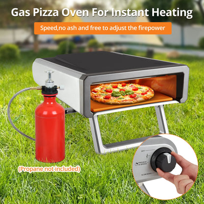 Pizza Oven, 12" Pizza Oven Outdoor with Gas Powered Propane and Portable Maker Accessories for Backyard Camping Outside