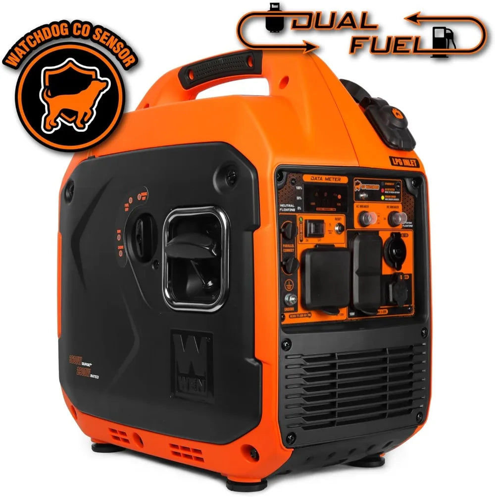 3600W Dual Fuel Portable Inverter Generator, Quiet RV Ready with CO Safety Shutdown & Clean Power for Electronics