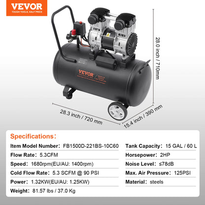 Air Compressor 750W/1450W/3000W Oil Free Air Compressor Quiet Portable Compressor Pump for Auto Repair Tire Inflation
